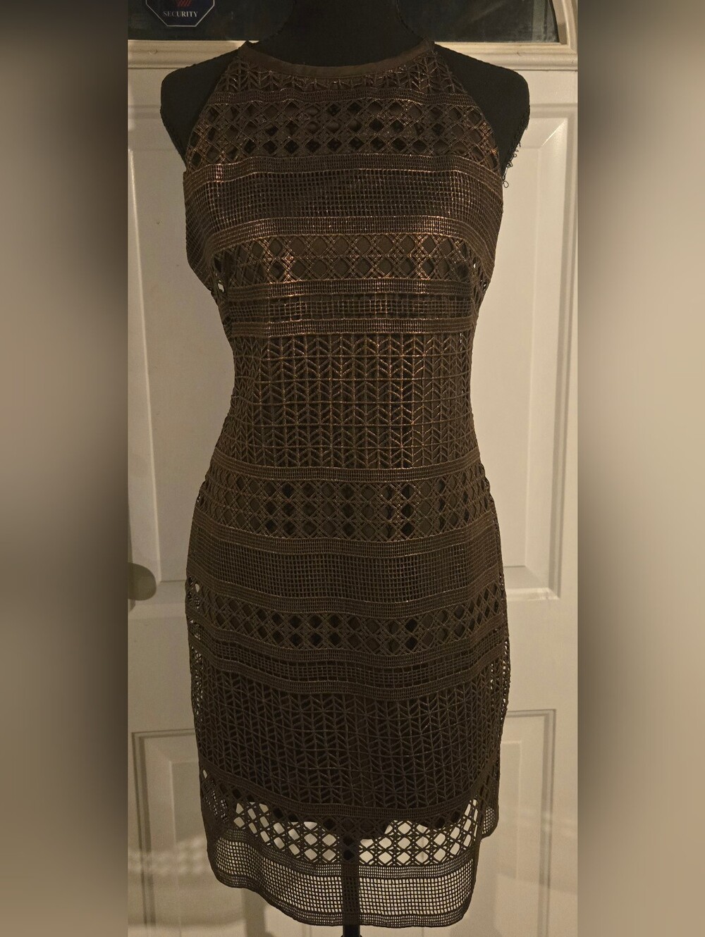 White House Black Market Brown Sparkly Halter Dress